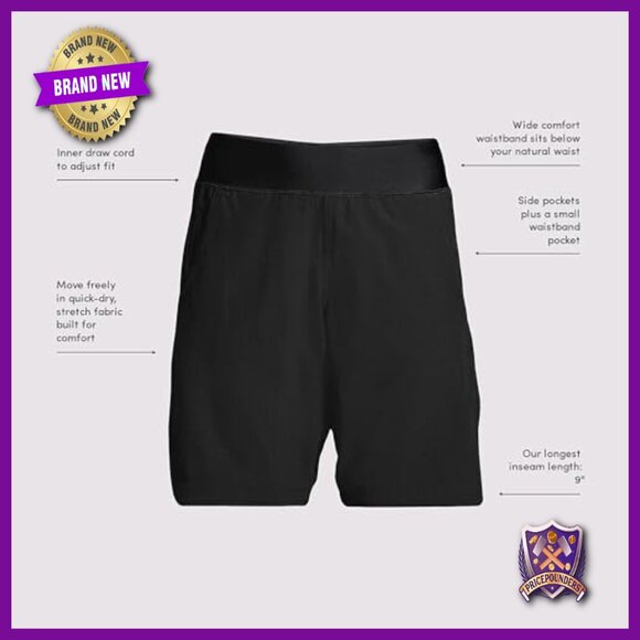 Quick Dry Swim Cover-Up Shorts with Panty, High Waist, UPF 50, 9" Inseam - Picture 7 of 7